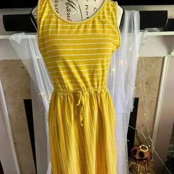 Elagantees Stripe Sleeveless Dress. Lemon color. Small. Gently used. - Picture 1 of 4